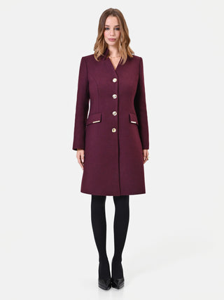 Cappotto bordeaux con bottoni gioiello