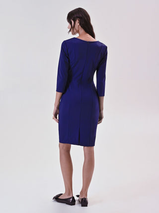 Tubino Blu in Punto Milano con Dettaglio Cut Out
