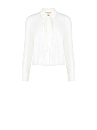 Camicia panna bianco con plastron asimmetrico