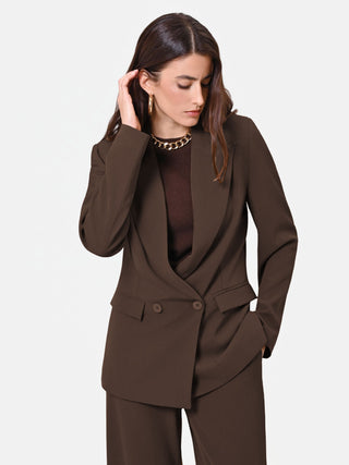 Brown unstructured double-breasted jacket