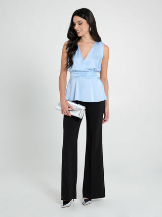 Top aus Satin in Hellblau