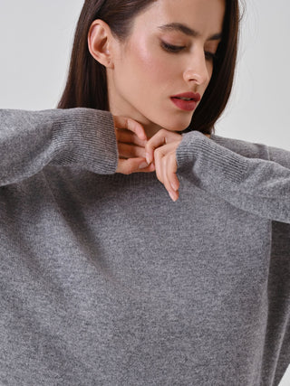 Grey melange crew neck sweater