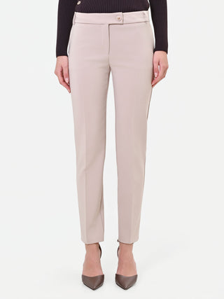 Taupe Beige Cigarette Trousers with Center Crease