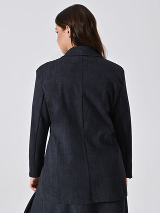 Curvy Denim-Effect Jacket in Slub Milano Stitch