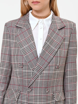 Giacca doppiopetto tortora beige principe di galles in poliviscosa