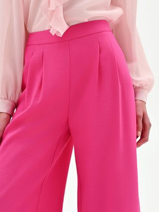High-Waist Palazzo-Hose aus Polyviskose in Fuchsia
