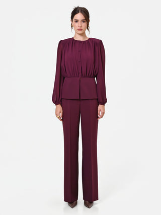 Camicia Studio bordeaux in georgette con baschina