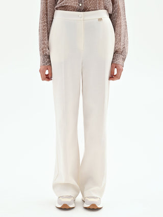 Pantalone palazzo in misto cotone lyocell bianco