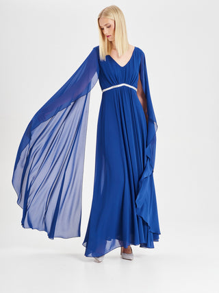 Abito Lungo Rinascimento atelier Blu con Pietre