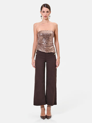 Bronze Draped Bandeau Top