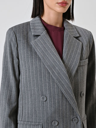 Grey Pinstripe Double-breasted Jacket