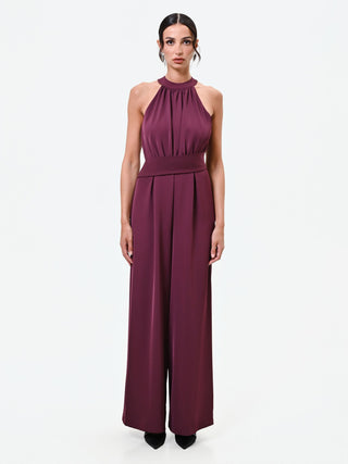 Tuta rosso bordeaux con pantalone palazzo