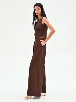 High-waisted chocolate palazzo pants