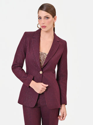 Chaqueta de mezcla de viscosa burdeos con raya diplomática
