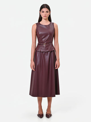 Abito midi in similpelle rosso bordeaux Giorgia Palmas X Rinascimento