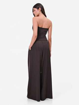 Pantalon palazzo à rayures tennis marron foncé Giorgia Palmas x Rinascimento