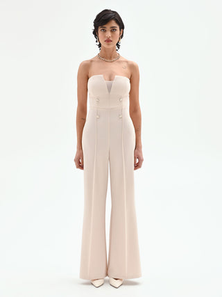 Light Beige Bustier Palazzo Jumpsuit