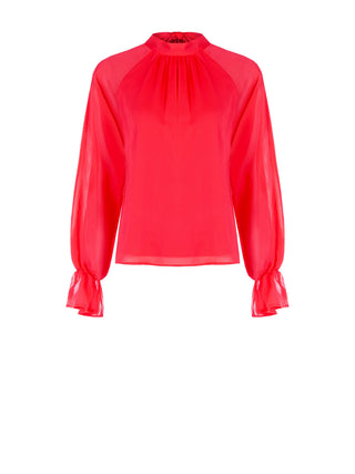 Georgette-Bluse in Erdbeerrot