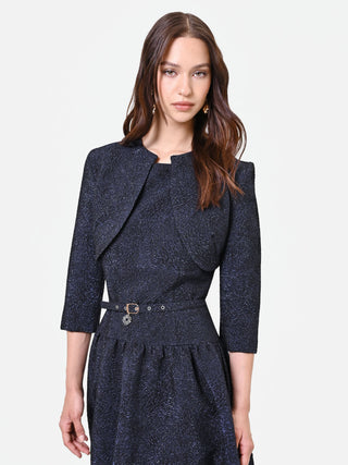 Navy Blue Jacquard Bolero