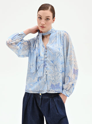 Light Blue Foliage Blouse