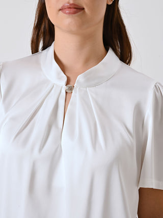 Curvy White Blouse with Jewel Detail