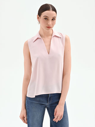 Pastellrosa Bluse mit Reverskragen