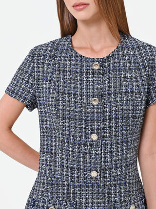 Abito corto in stuoia blu navy