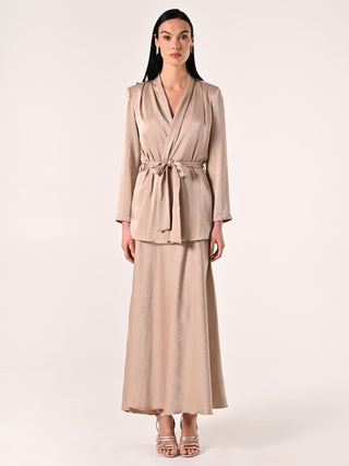 Dark Beige Wrap Jacket with Belt