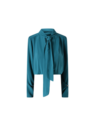Blouse vert royal avec nœud et pinces