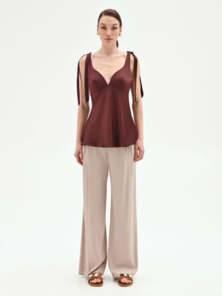 Chocolate satin top