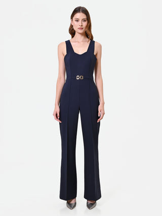 Tuta elegante blu navy con pantalone a gamba ampia