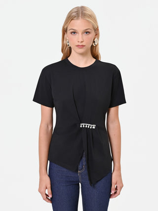 T Shirt Nera con dettaglio strass