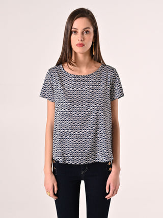 Geometric-Print Blouse
