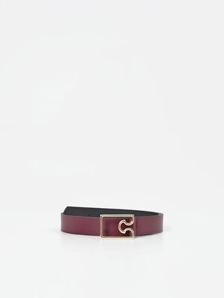Ceinture en cuir bordeaux à boucle dorée