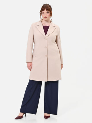 Manteau Curvy à simple boutonnage beige taupe