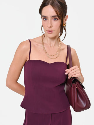 Studio Burgundy Crepe Bustier Top