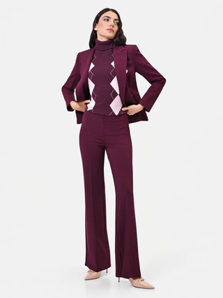Pantalone a palazzo bordeaux con piega centrale