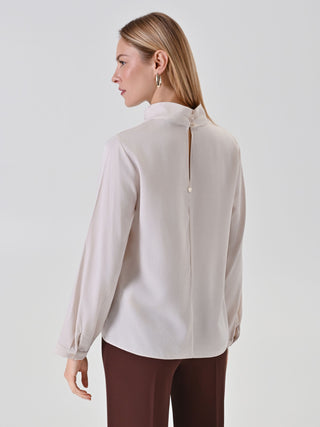 Light Beige Crinkle-Fabric Blouse