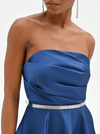 Brilliant Blue Mini Dress with Jewel Belt
