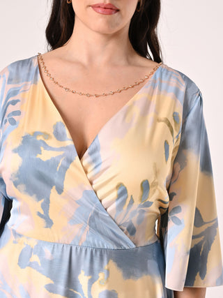 Long Curvy Dress with Abstract Floral Print