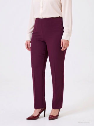 Pantalone curvy bordeaux rosso a vita alta
