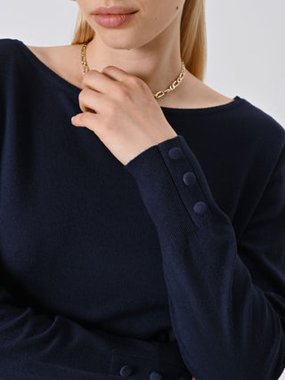 Maglia Blu con Scollo a Barchetta