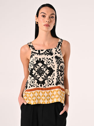 Top en viscose imprimé ethnique