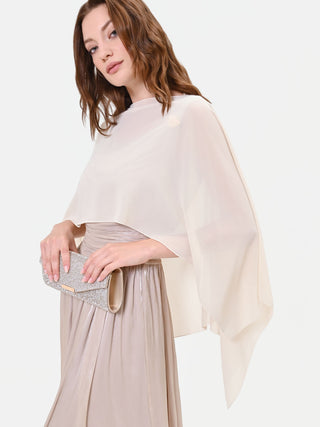 Cappa foulard in georgette beige chiaro