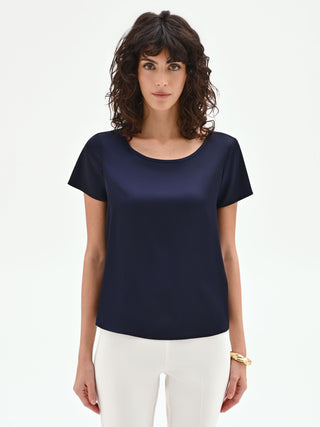 Blue satin blouse