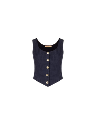 Gilet blu navy con bottoni gioiello