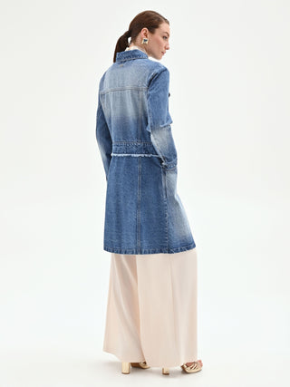 Capospalla lungo in denim azzurro