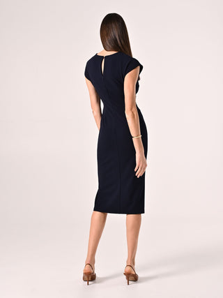 Blue Sheath Dress with Cut-out Detail