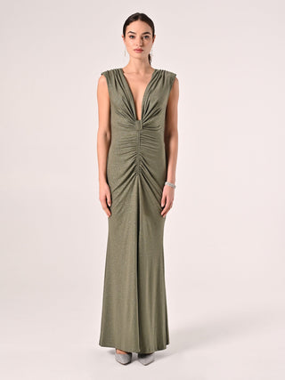 Military Green Long Glitter Dress