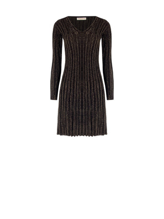 Robe maille avec fil de lurex doré